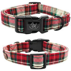 Elegant Little Tail plaid collar size M fits medium dogs with adjustable length