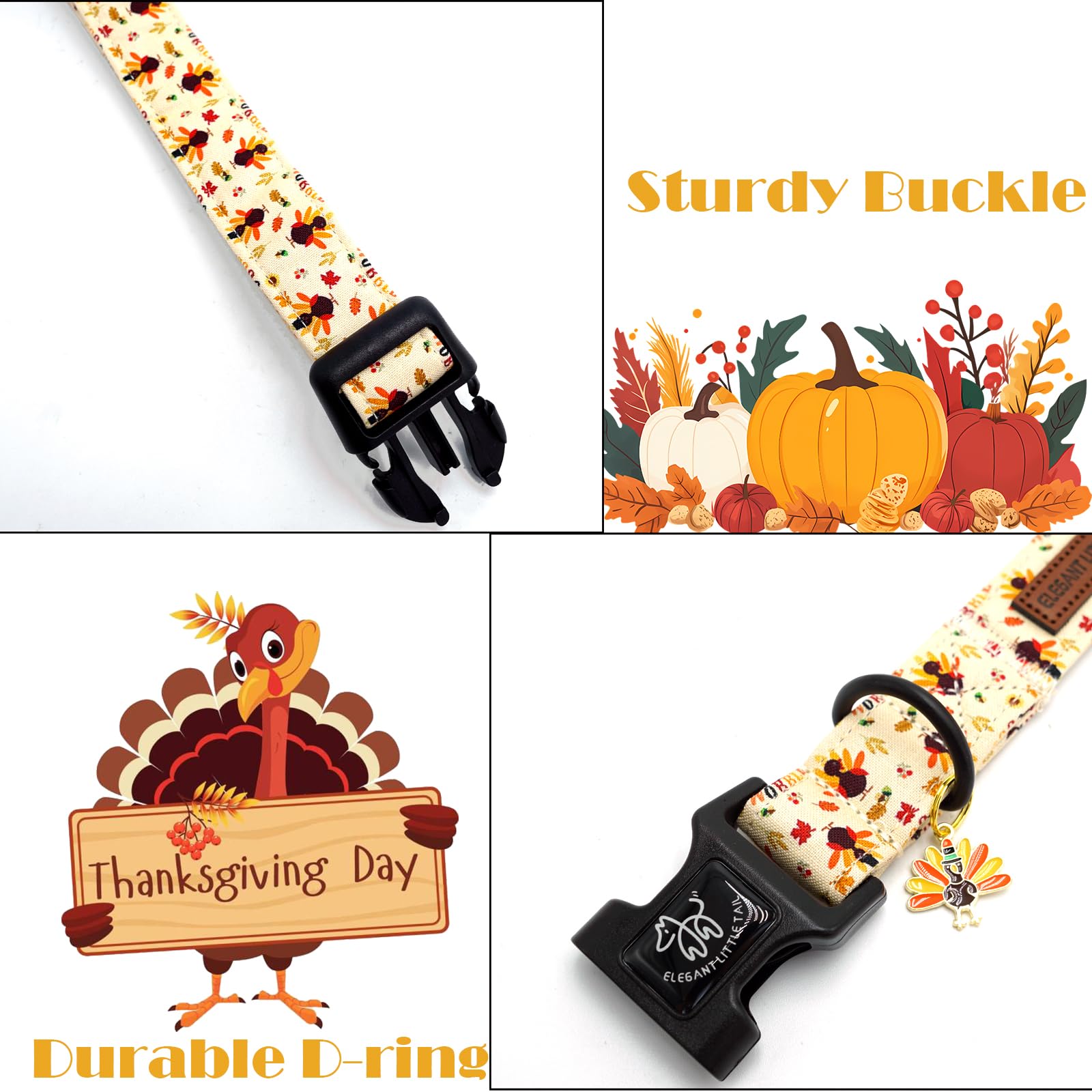 Elegant Little Tail seasonal-patterned collar ready for spring, summer, autumn, or winter events.