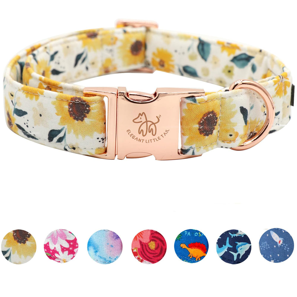 Elegant little tail sunflower collar closeup showing soft cotton texture for daily wear.