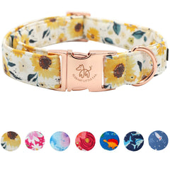 Elegant little tail sunflower collar closeup showing soft cotton texture for daily wear.