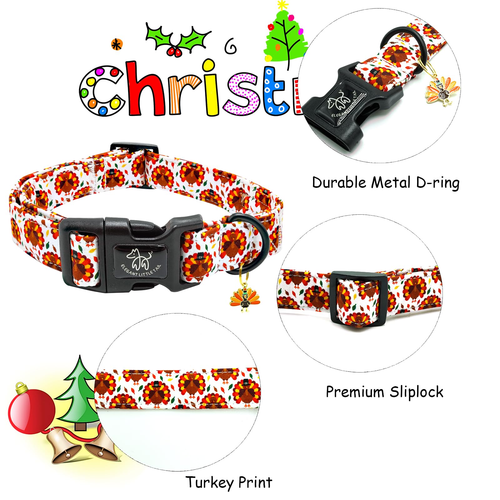 Elegant little tail quick-release buckle collar for easy on off during holiday walks