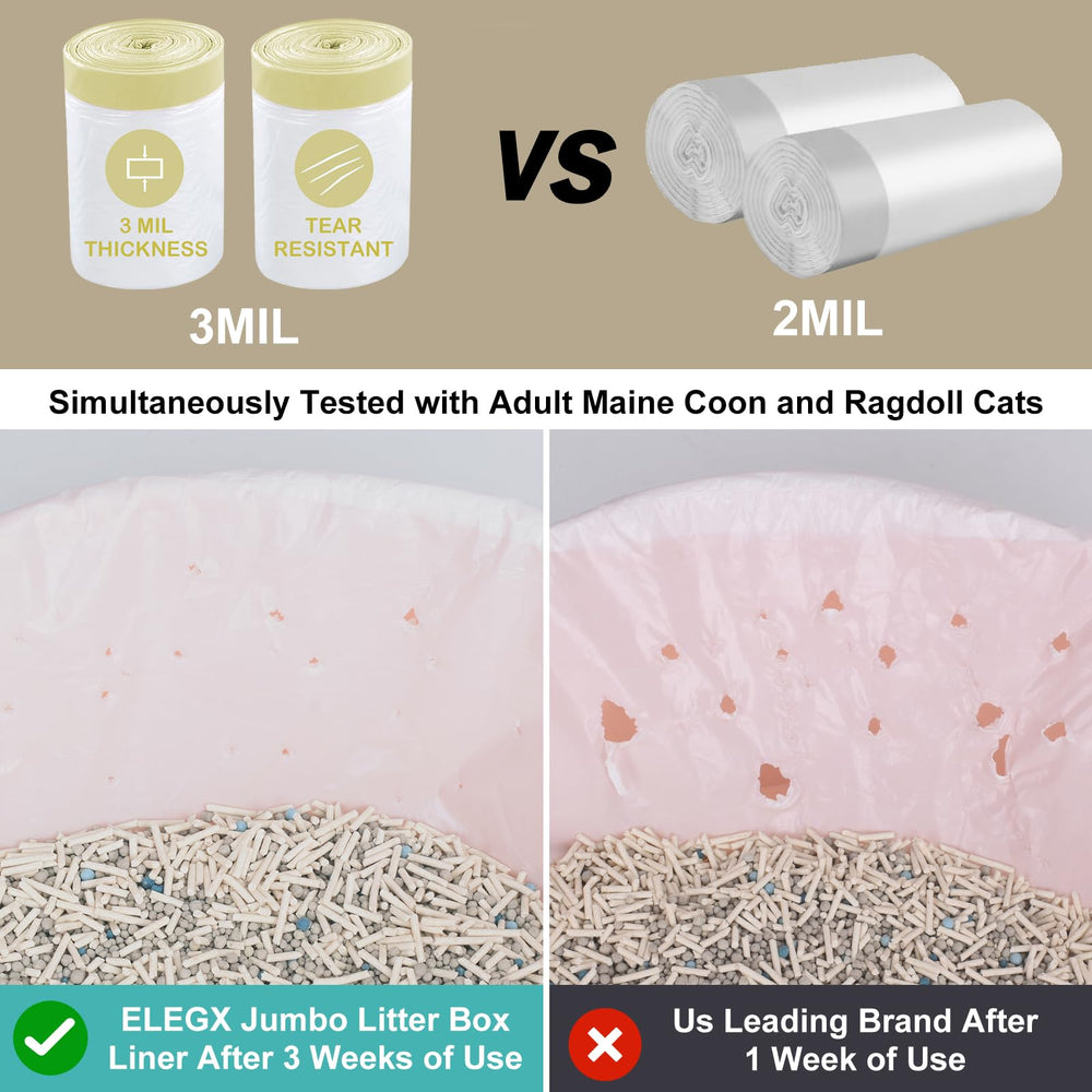 ELEGX 46 by 18-inch jumbo liners offer full coverage for large litter boxes.