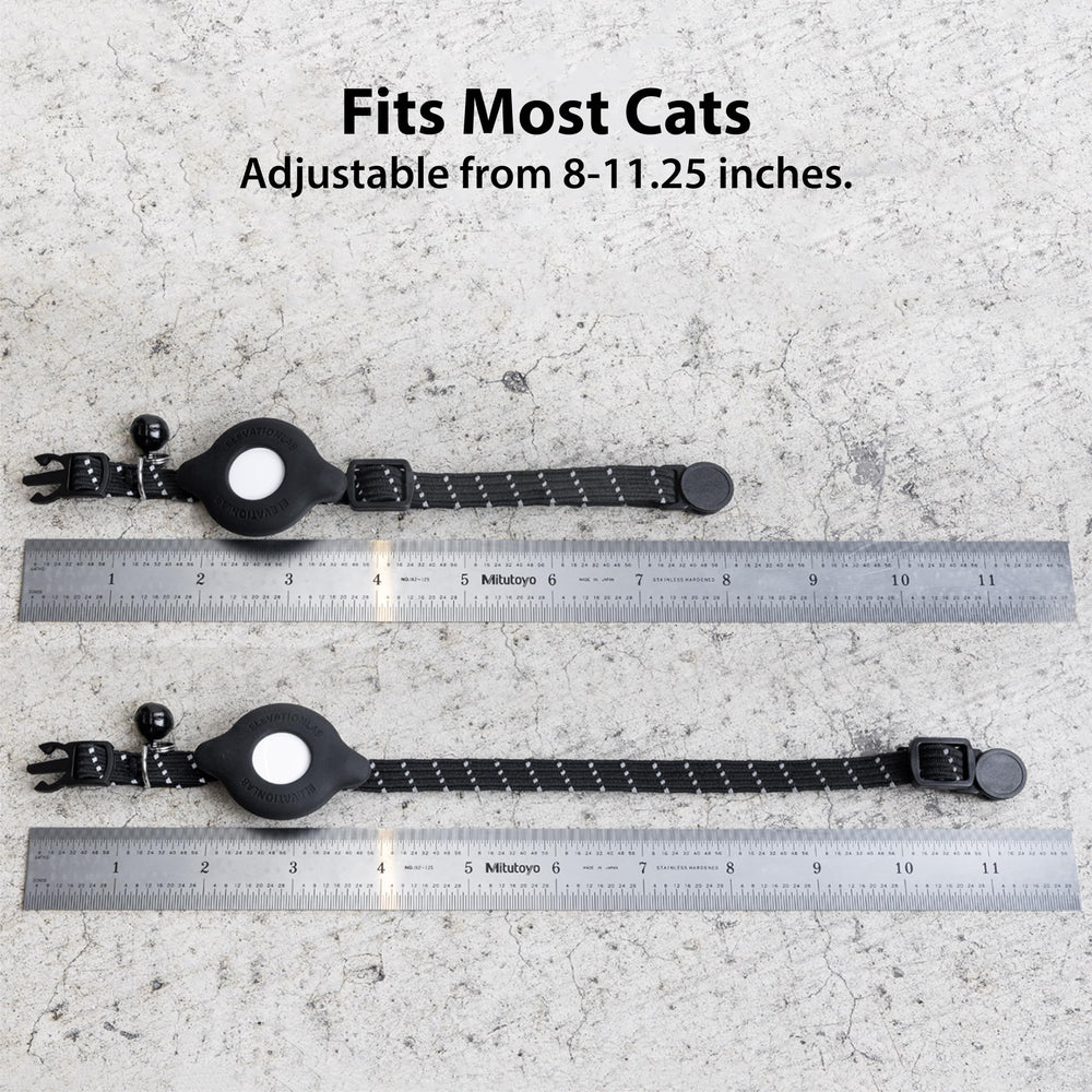 Elevation Lab TagVault AirTag Cat Collar Breakaway adjustable length 8-11.25 inches; fits most cats.
