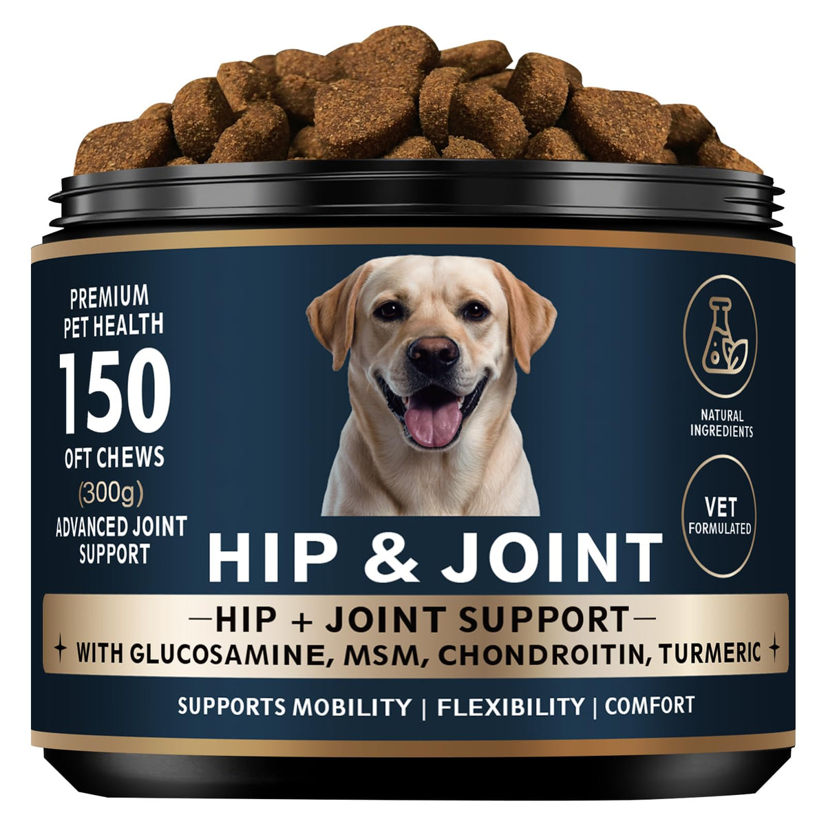 ELEVTC Glucosamine for Dogs bottle with soft chews supports daily joint mobility