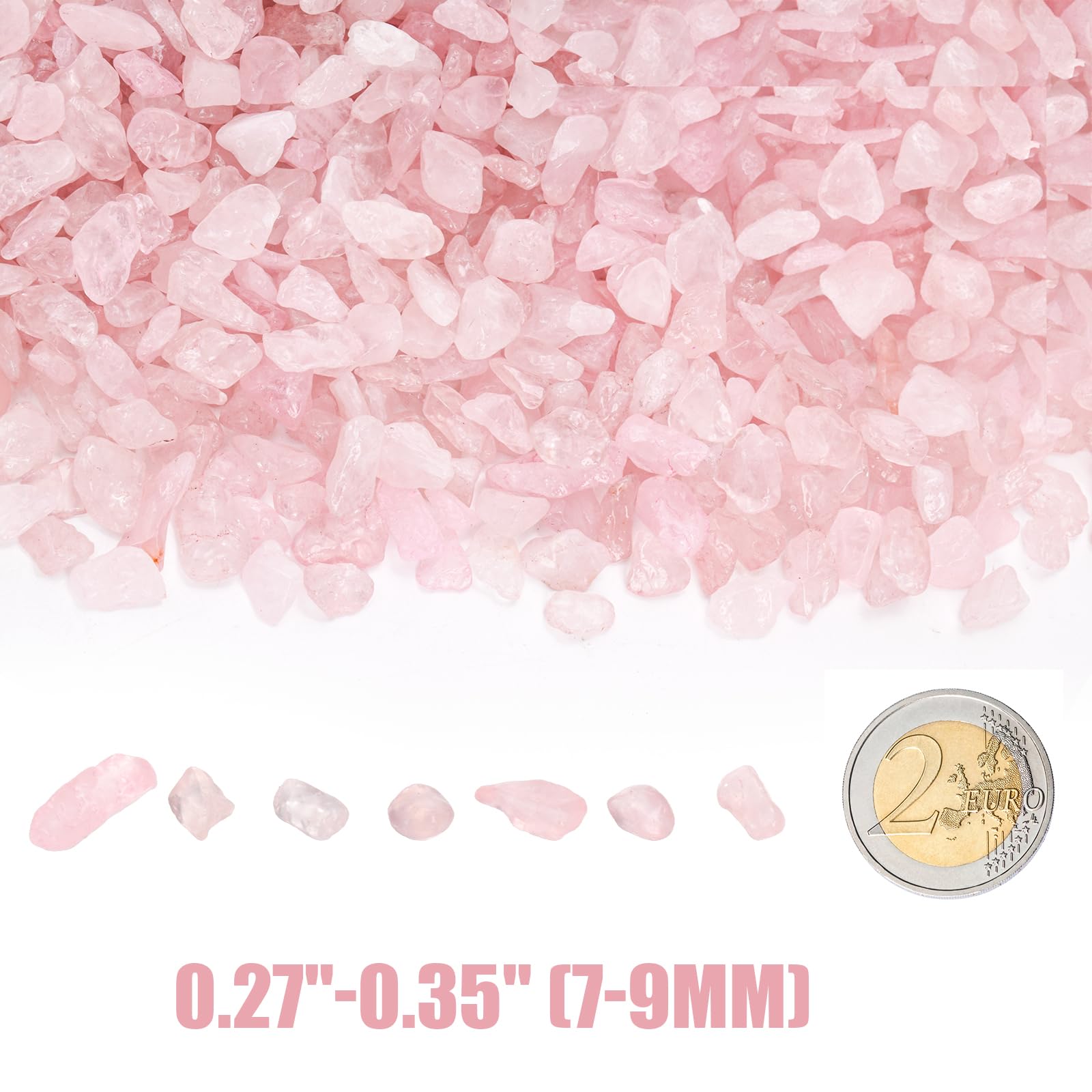 ELFULLY rose quartz chips provide a gentle pink hue for vases and DIY crafts.