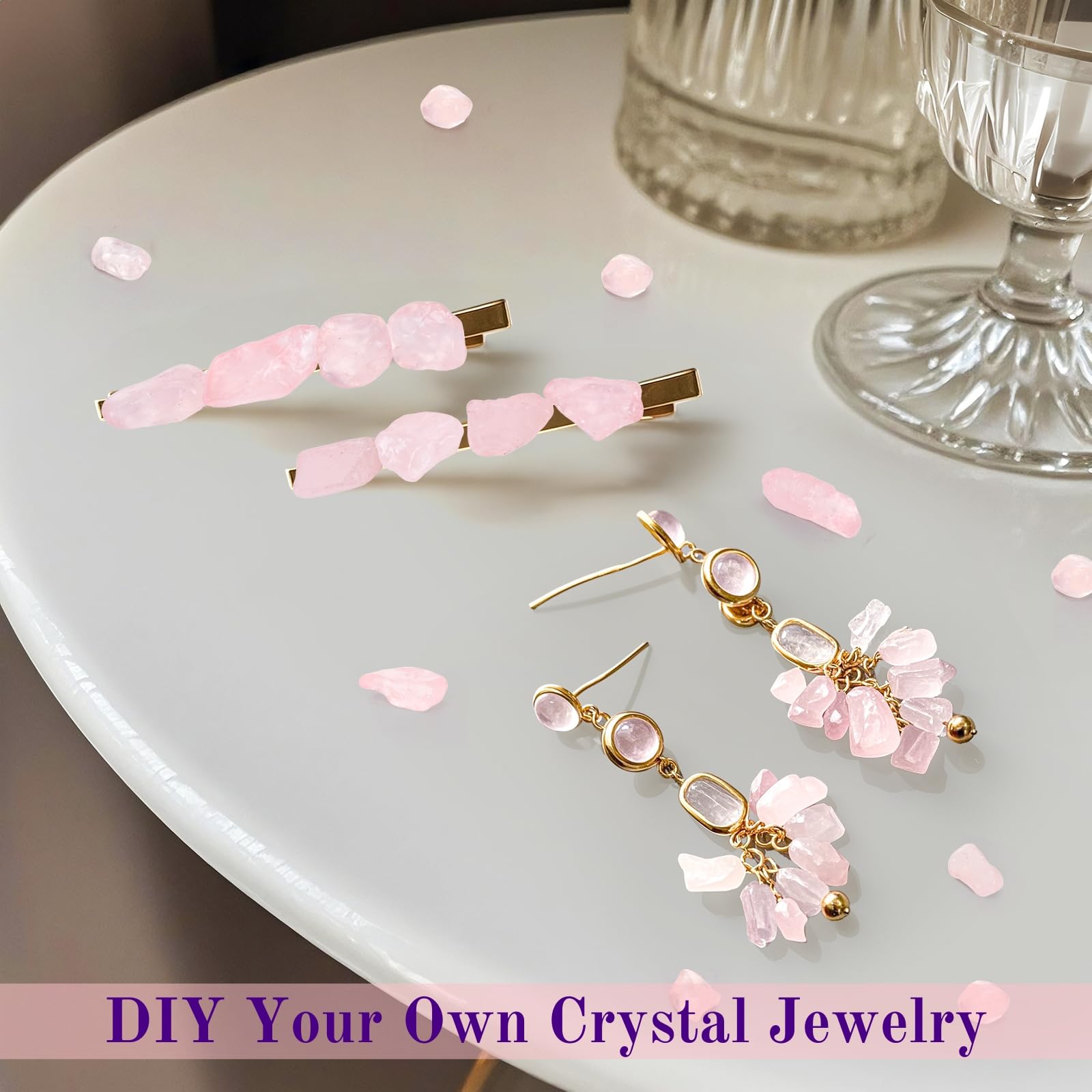 ELFULLY rose crystal chips arrive in 5 lb bulk for versatile uses.