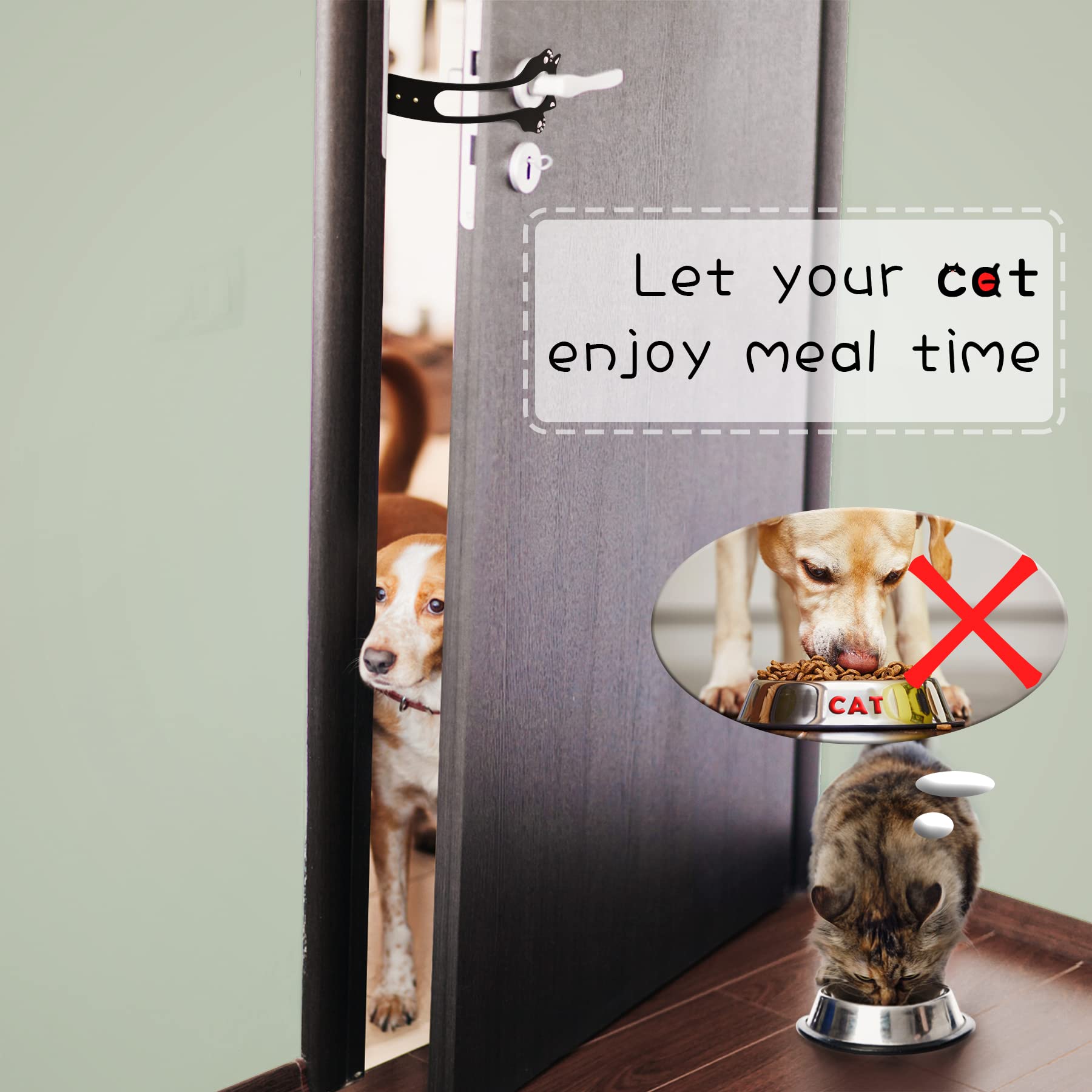 Elilier cat door latch holder dog-cat separation in action keeps pets apart.