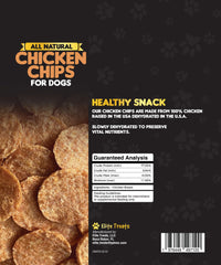 Elite Treats Chicken Chips USA-made batch label emphasizes quality.