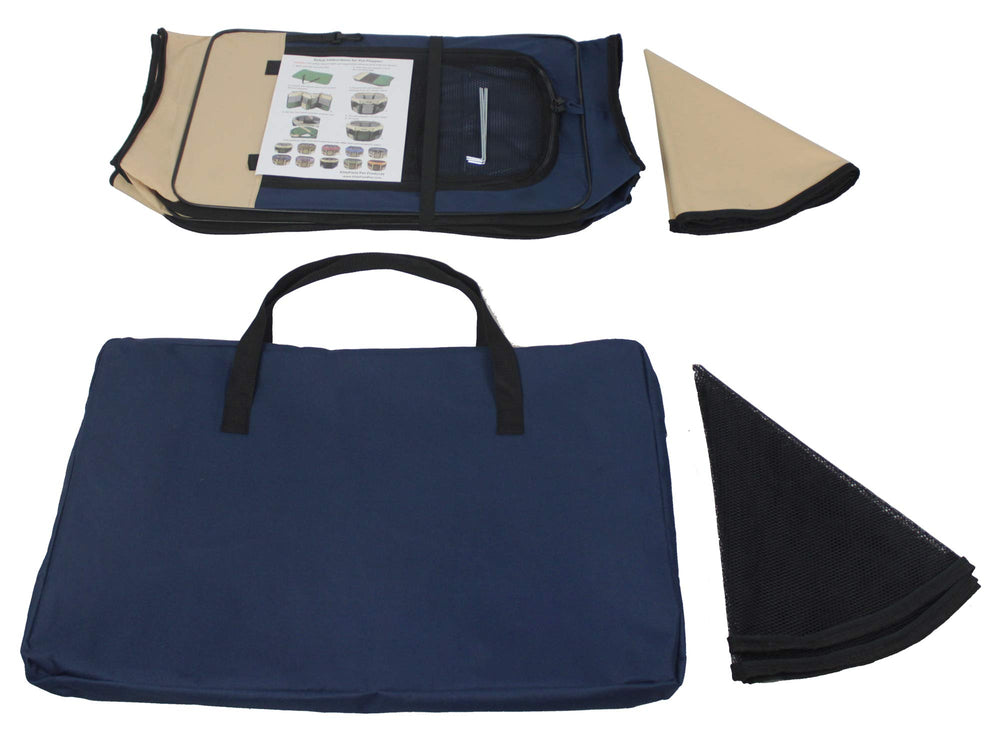 EliteField 2-Door Soft Pet Playpen folded to compact 3-inch height for portability.