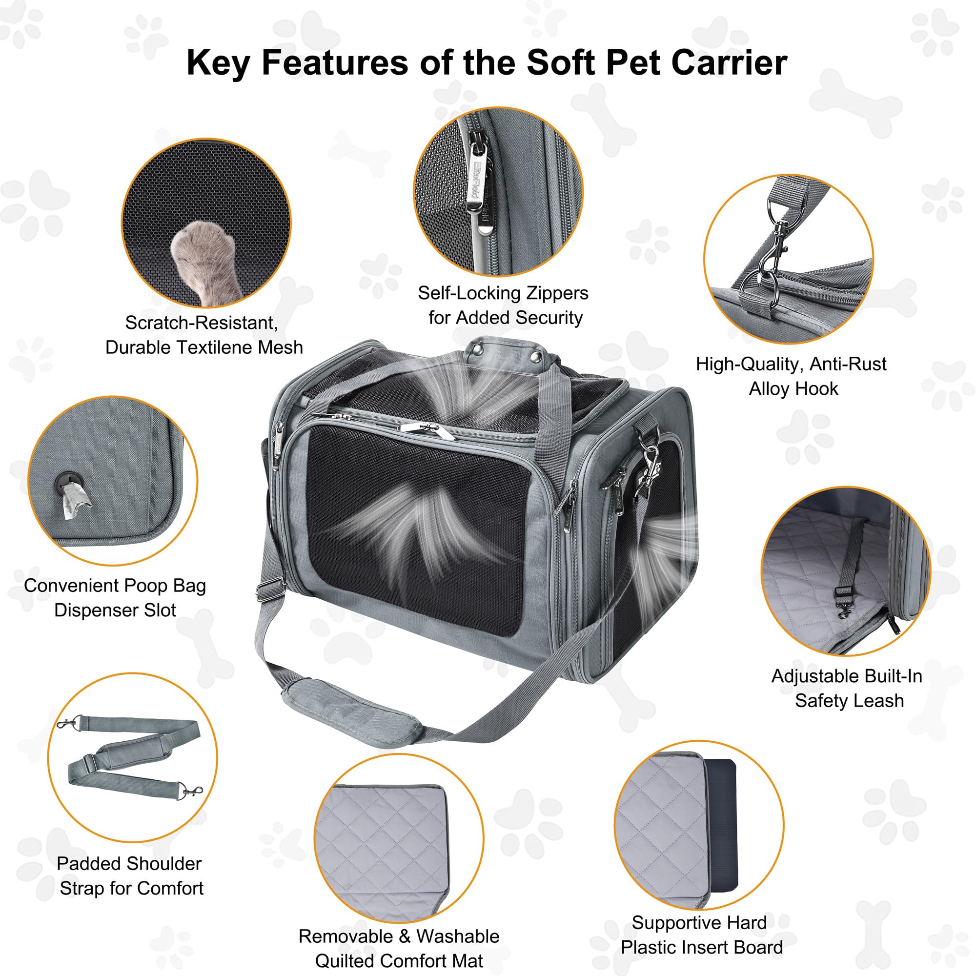 Built-in leash and secure travel features on EliteField carrier