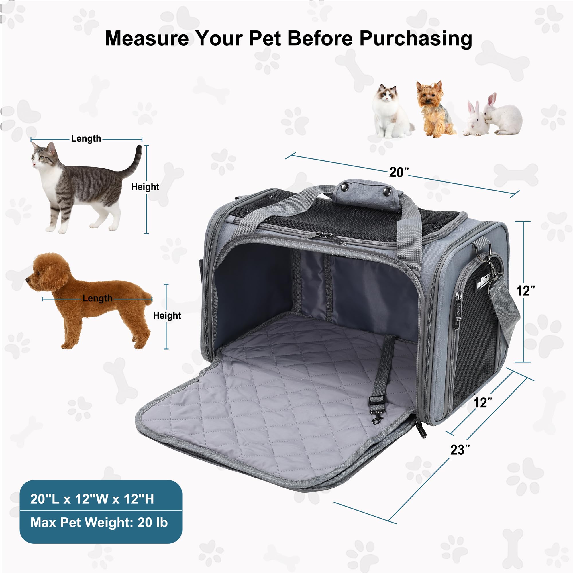 EliteField Deluxe Soft-Sided Pet Carrier built-in-leash keeps pets secure on the go