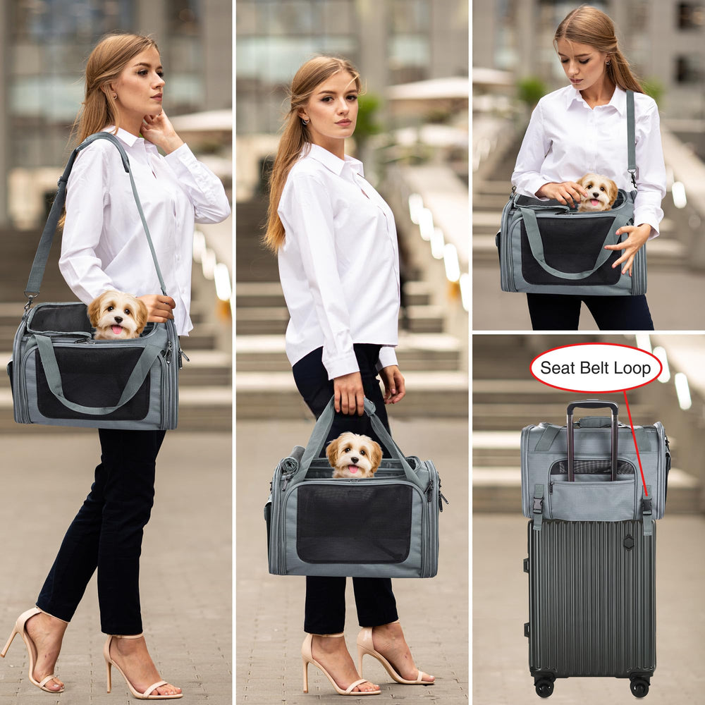 EliteField Deluxe Soft-Sided Pet Carrier expandable-bed doubles resting space during longer journeys