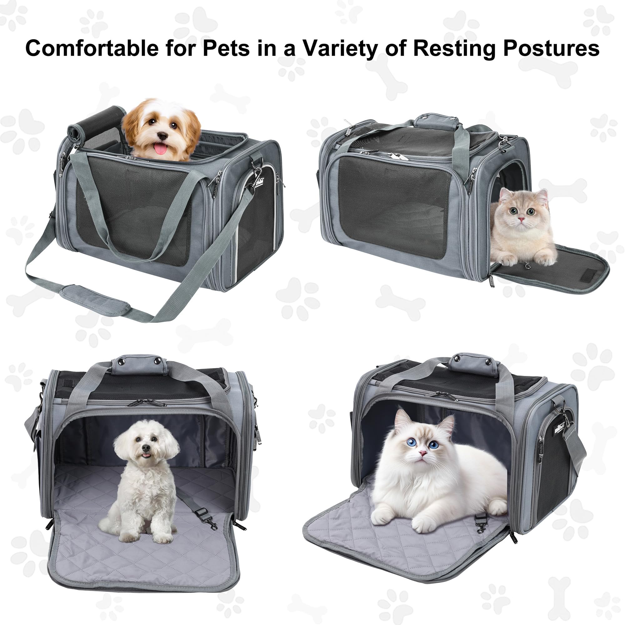 EliteField Deluxe Soft-Sided Pet Carrier three-doors enables easy access and airflow on trips