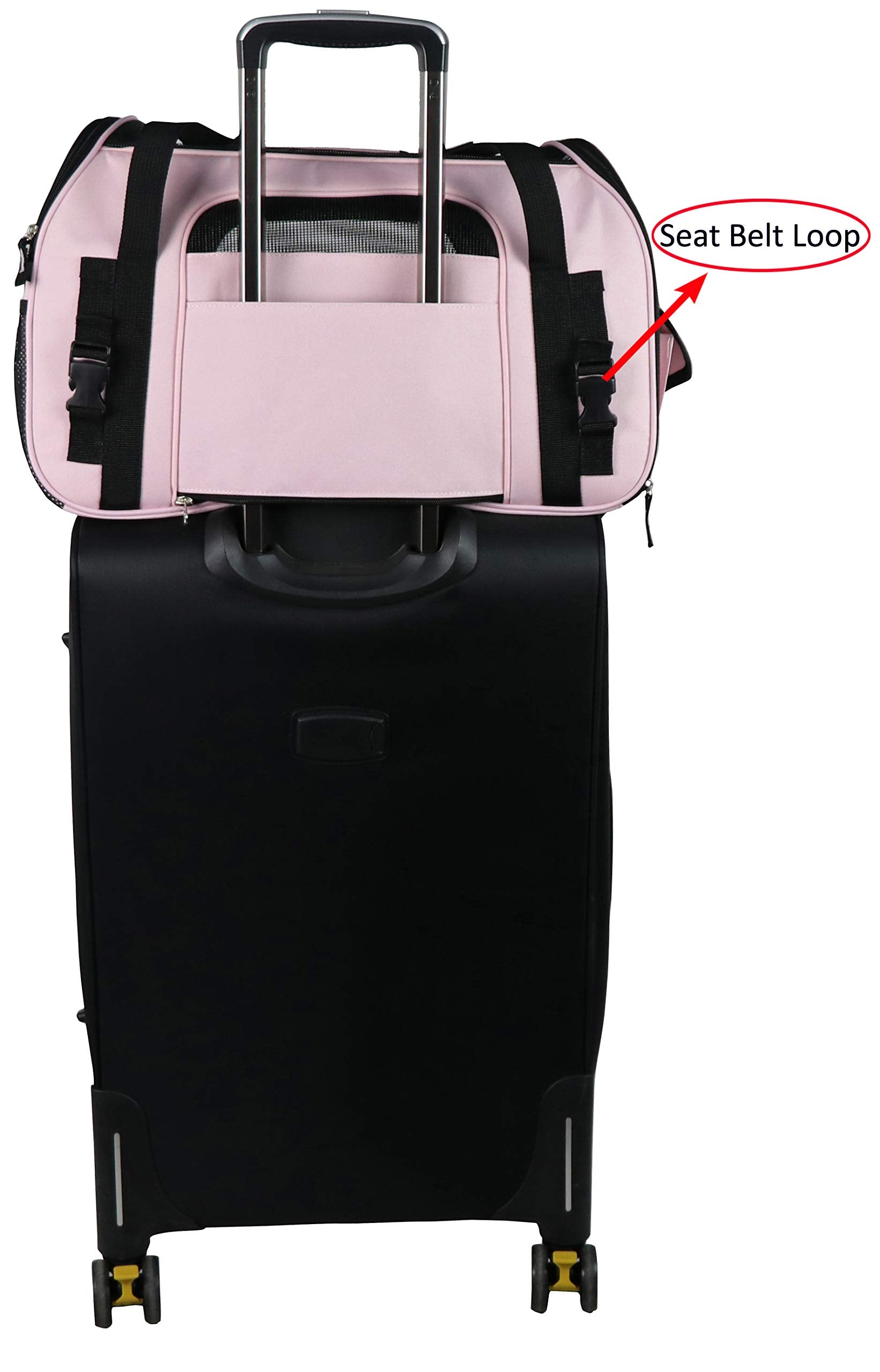 EliteField soft pet carrier pink interior with built-in leash for secure travel
