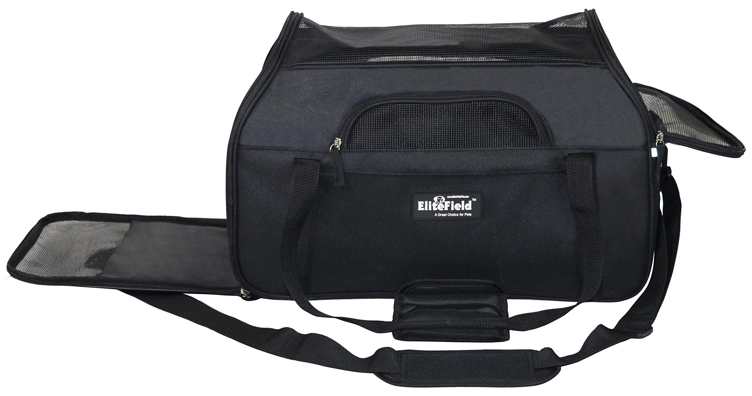 EliteField soft pet carrier side ventilation shows ample airflow for comfortable travel