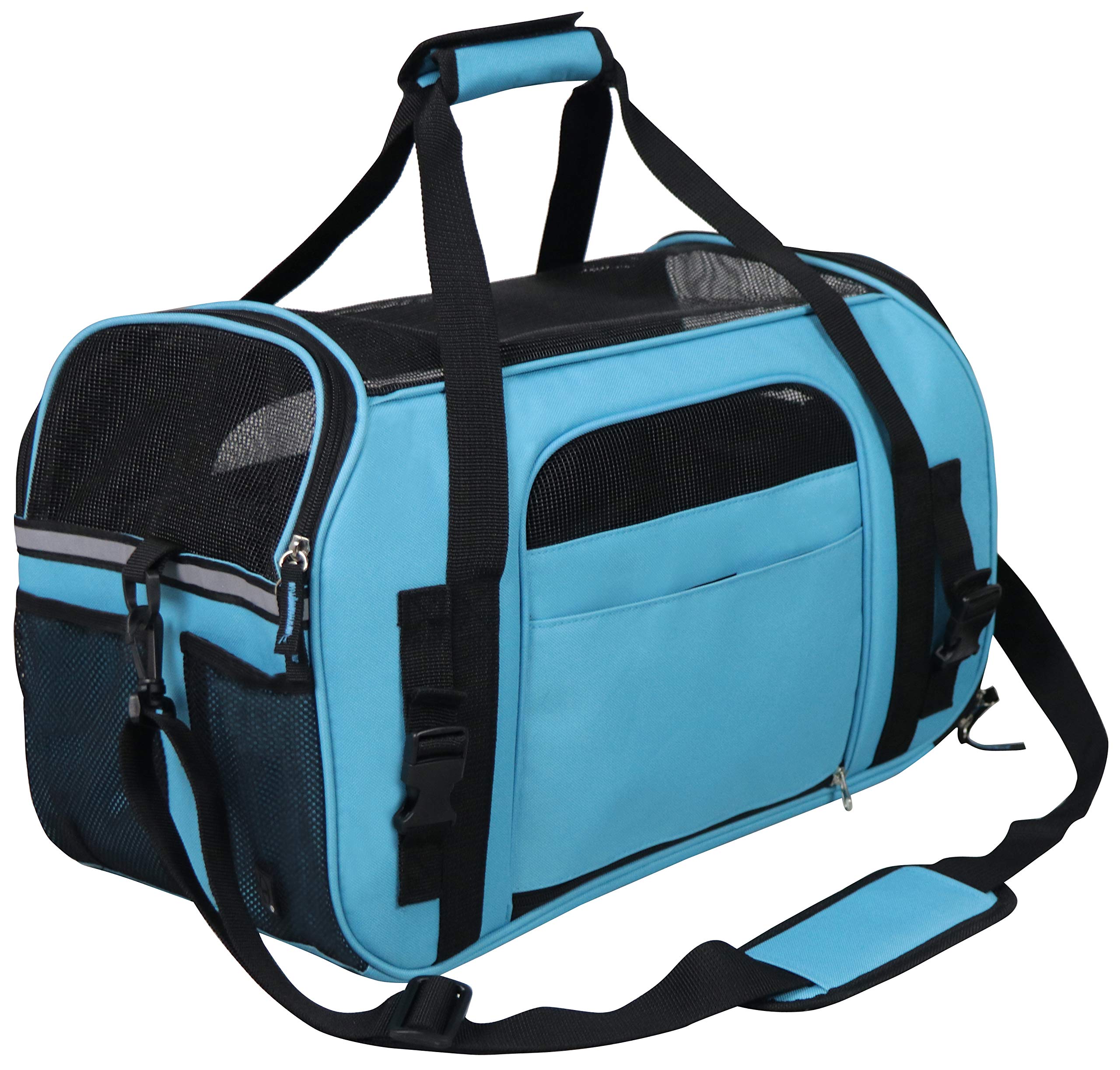 EliteField soft sided pet carrier belt loops designed for secure car travel.