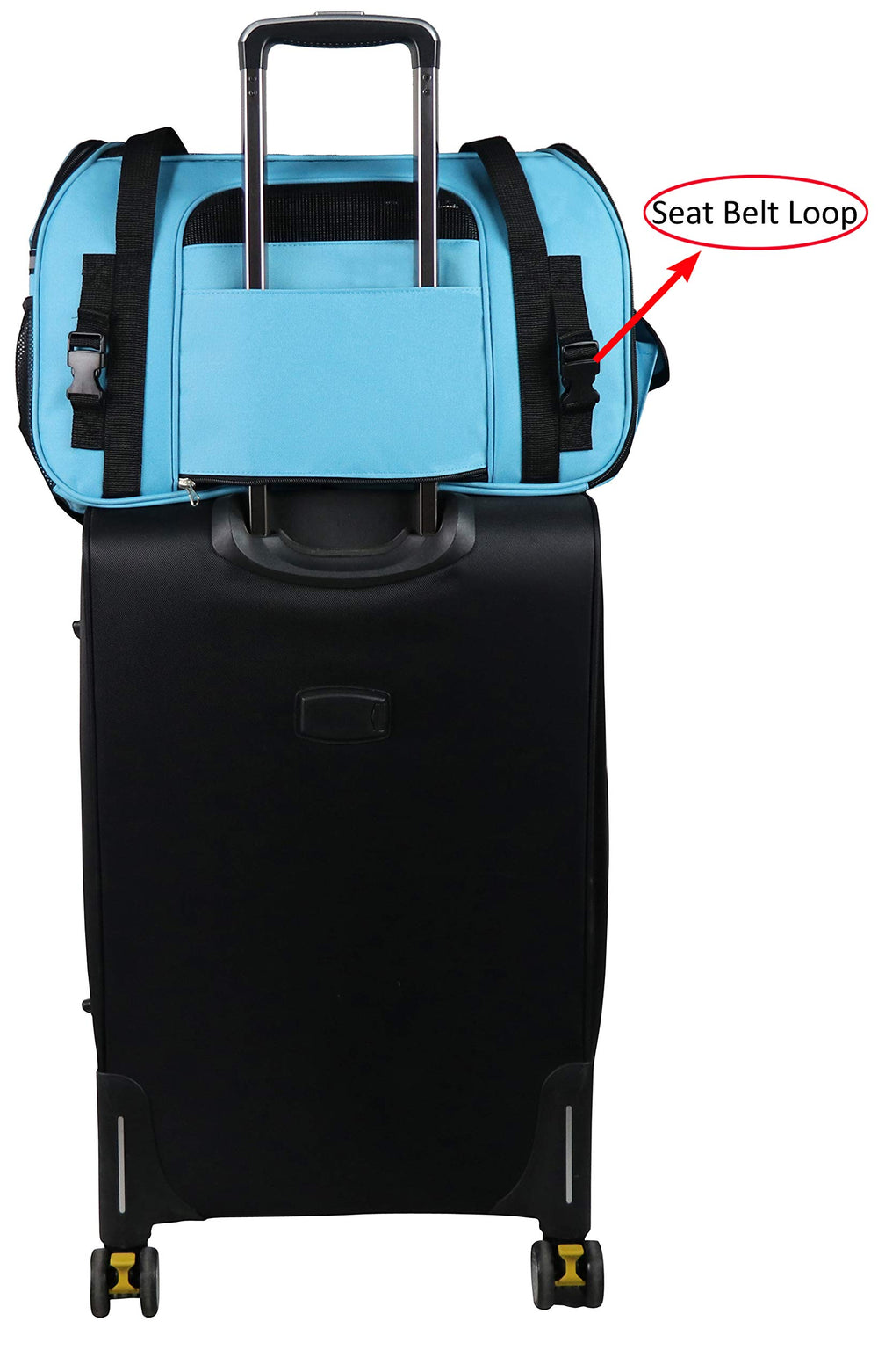 EliteField soft sided pet carrier built-in leash for added security during travel.