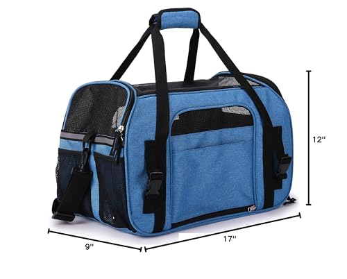EliteField soft-sided pet carrier sapphire shoulder strap for comfortable carrying.