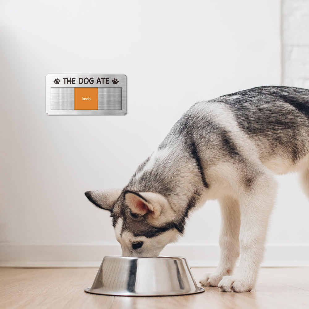 EliteSign Dog Fed Sign slide-to-update feature simplifies meal-time edits.