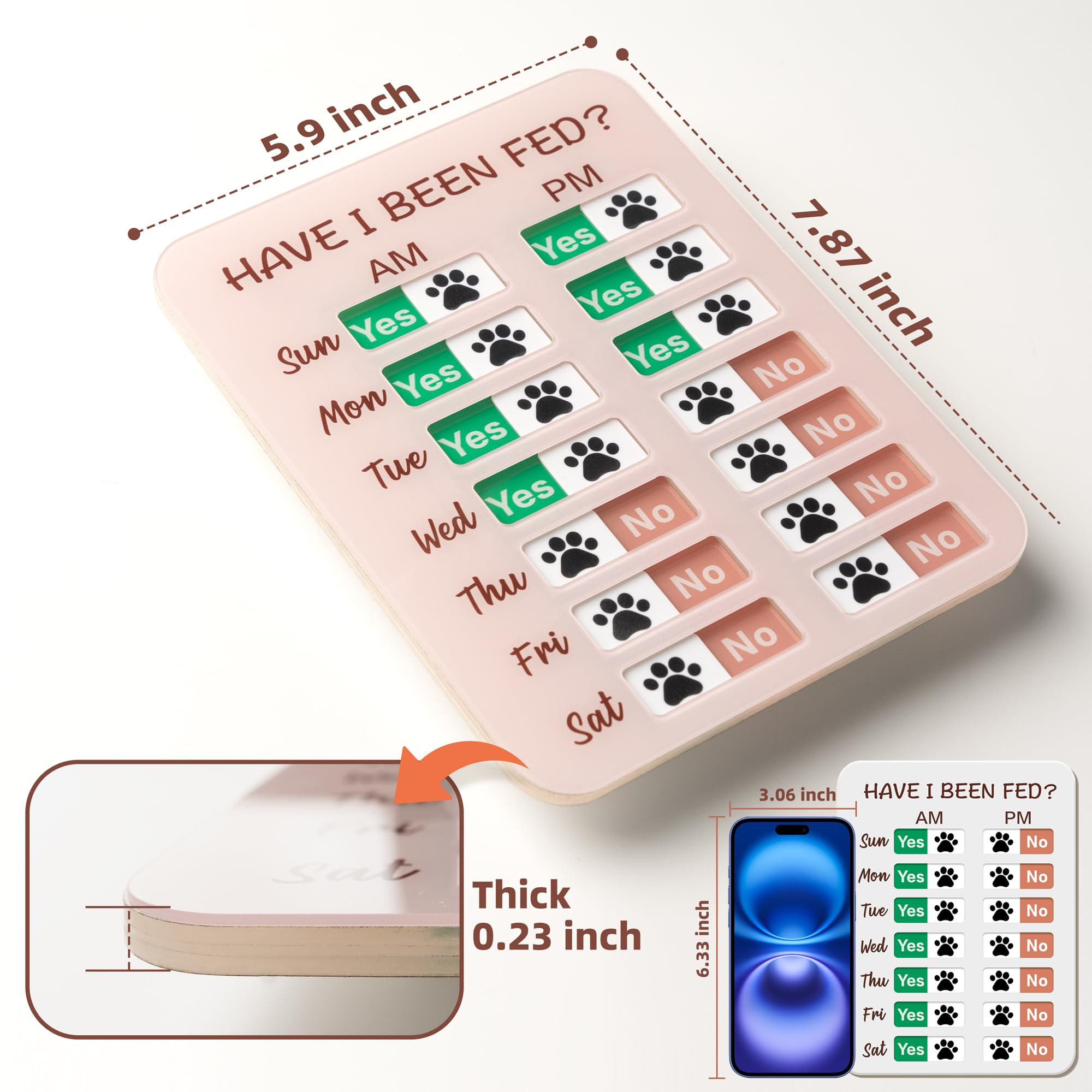 EliteSign dog feeding reminder AM/PM slider in use for on-time meals