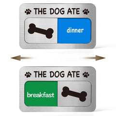 EliteSign dog feeding reminder magnet on fridge for quick meal cues.