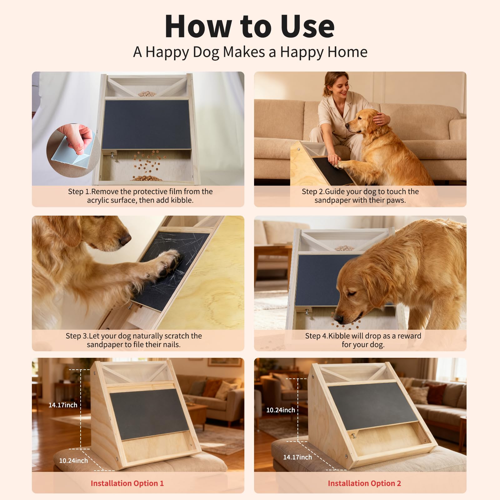 Elixique scratch board base highlights non-slip bottom for secure indoor use.