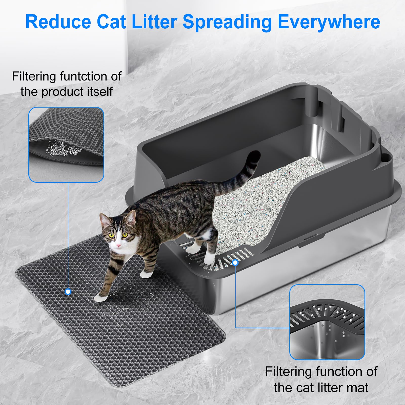 Ellenpent-litter-box-dimensions-23-6x15-9x12 defines spacious interior for large cats.