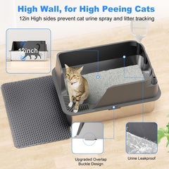Ellenpent-xl-litter-box-6-inch-walls provides spill prevention and cleaner spaces.