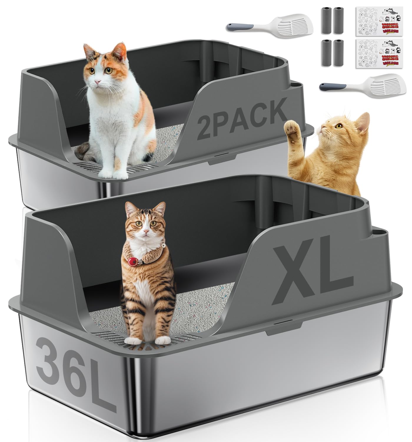 Ellenpent XL litter box with side opening supports tidy multi-cat use.