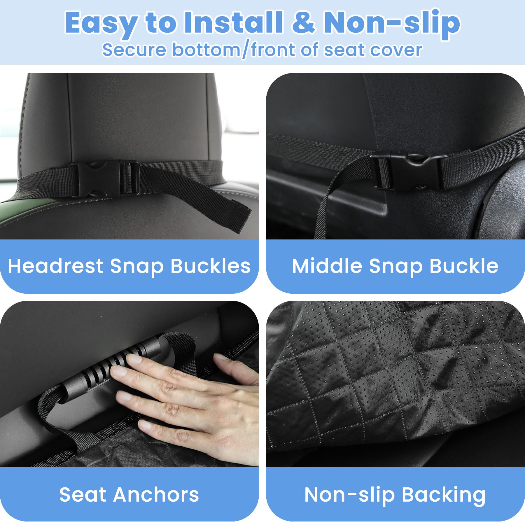 ELONGRIVER dog seat cover non-slip backing keeps it securely in place.