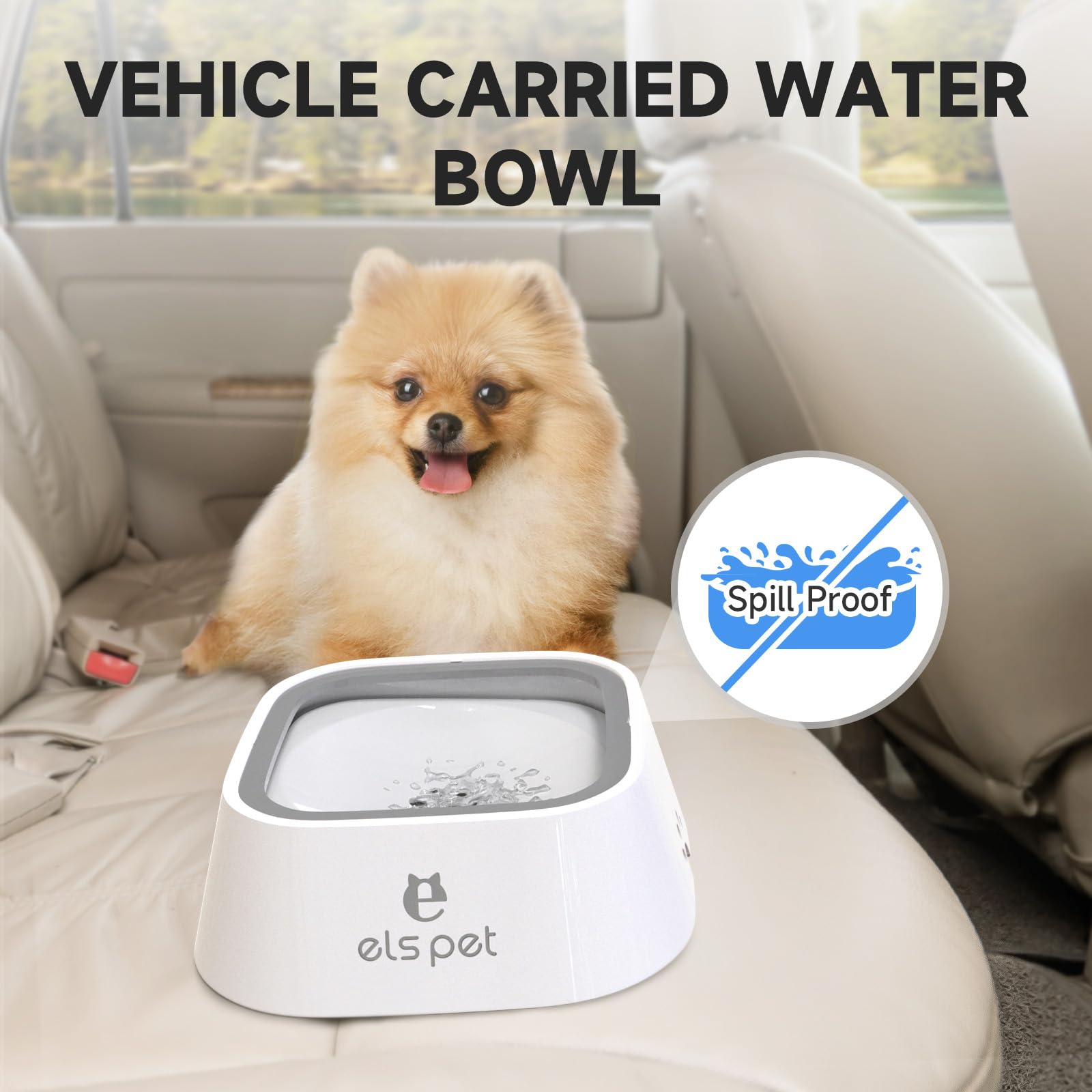 ELS PET No Spill Bowl designed for travel, ideal for car, SUV, or truck use.