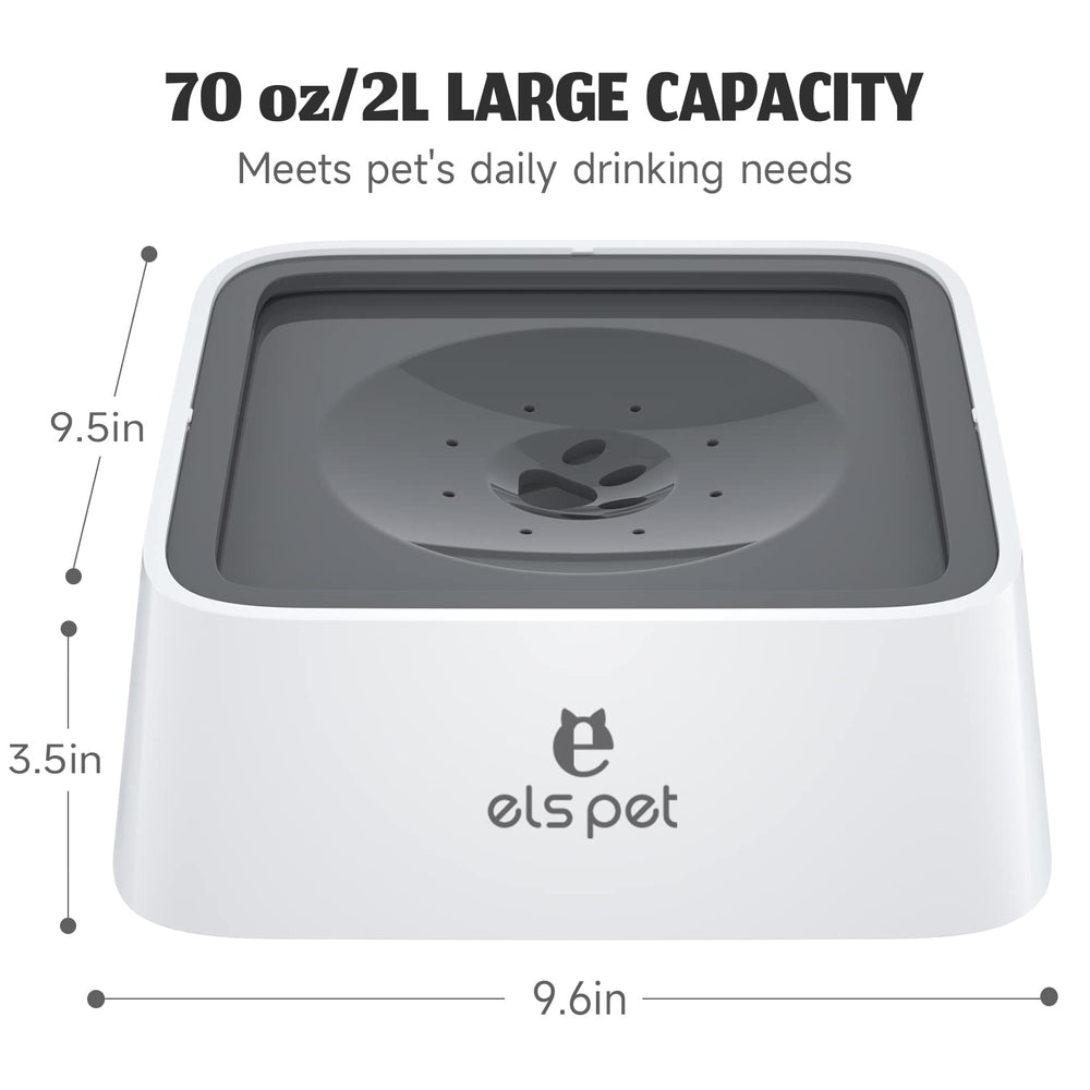 Els Pet no-wet-mouth design helps keep fur dry after drinking.