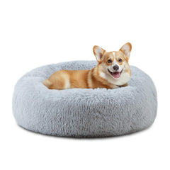 ELSKER&HOME Calming Donut Dog Bed front view with 30-inch round shape for medium dogs