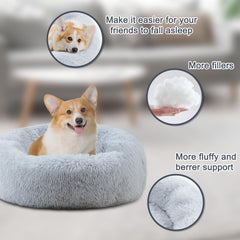 ELSKER&HOME Calming Donut Dog Bed bottom close-up demonstrates machine-washable cleanup