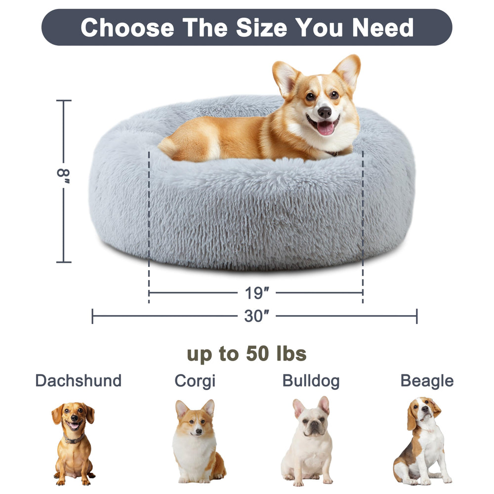 ELSKER&HOME Calming Donut Dog Bed outer view showing raised edges for cozy support