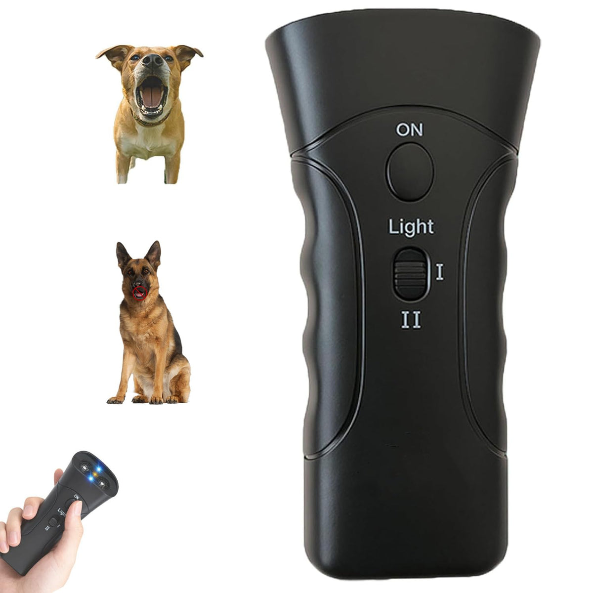 Eltolent anti-barking device front view for quick, portable dog training on walks