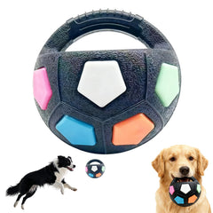 Eltolent Mellow Dog Calming Ball with Handle side view for interactive fetch and training.