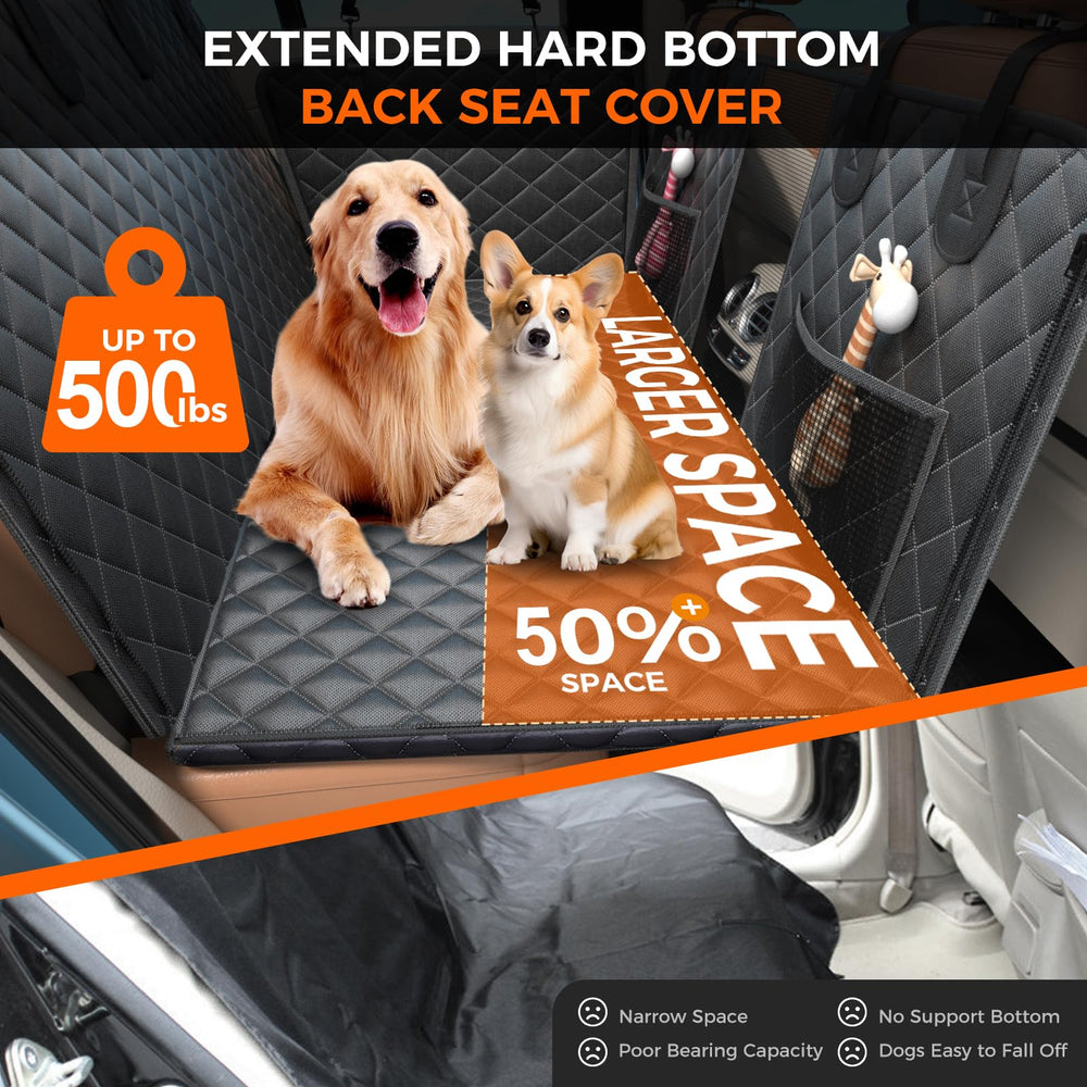 Elufa back-seat extender supports up to 500 lbs for lounging dogs.