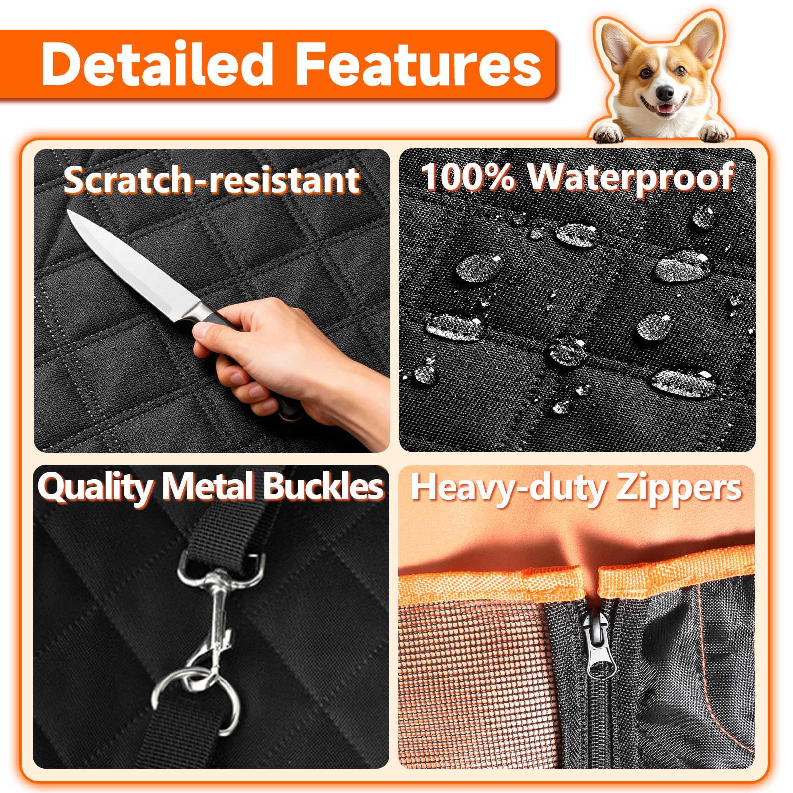 Elufa dog seat cover full-coverage protection against spills and hair
