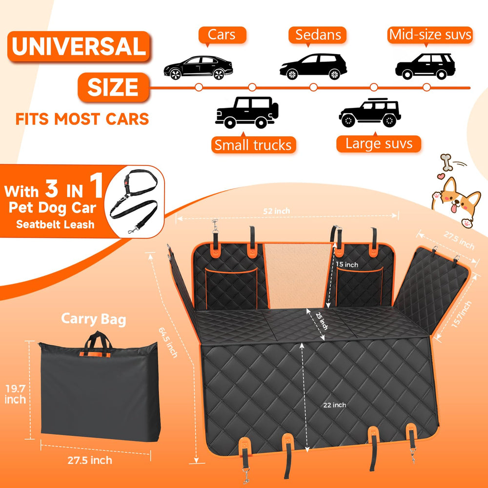 Elufa dog seat cover non-slip design with anchors for safer travel