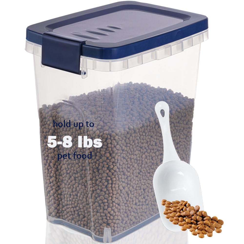 Elwichen pet food container with scoop keeps kibble organized and portioned.