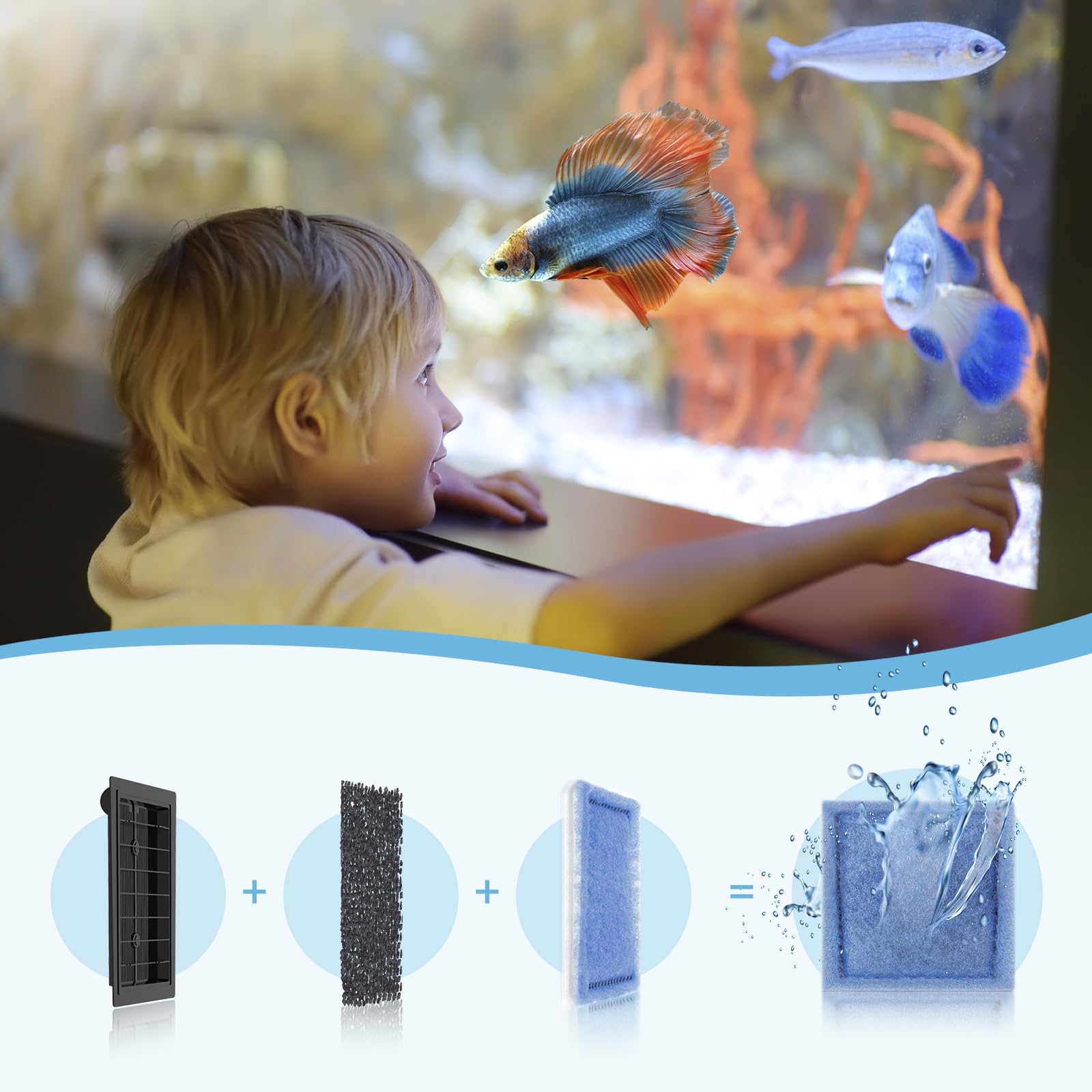 ELXXROONM Aquarium-water-clarity through effective filter cartridge performance.