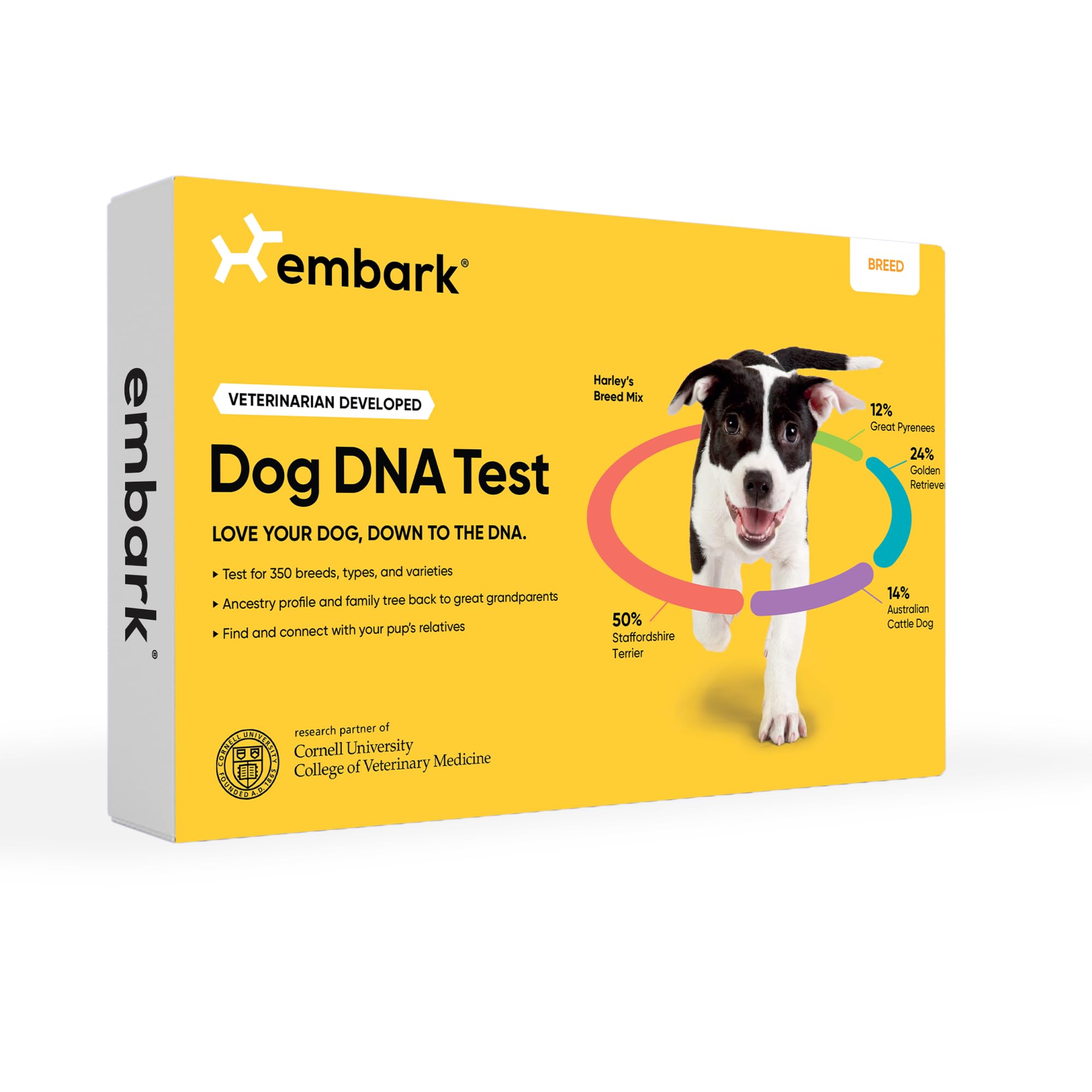 Embark breed-identification-kit-box reveals packaging for breed insights.