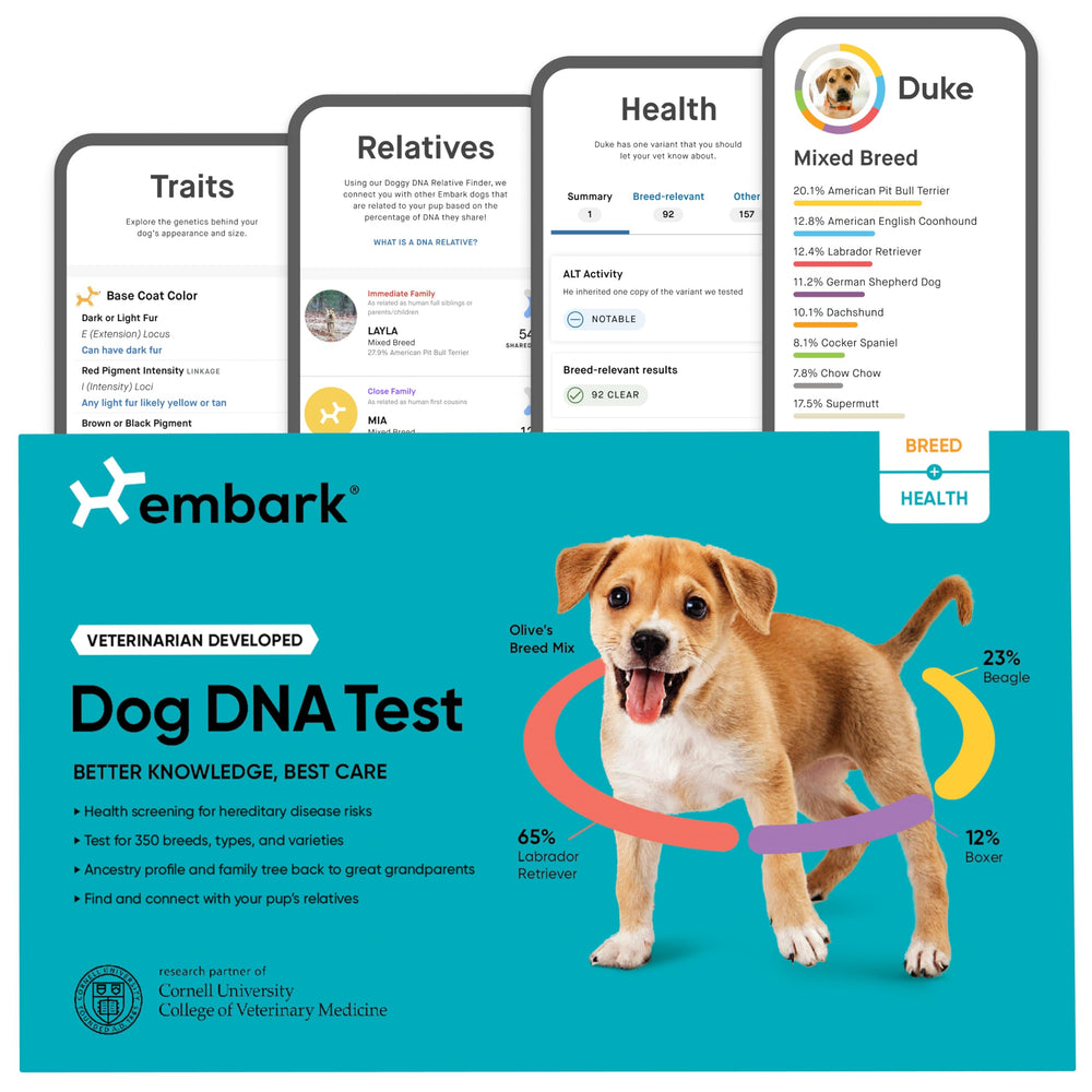 Embark Breed & Health Kit cover image to start your dog's genetic discovery journey.