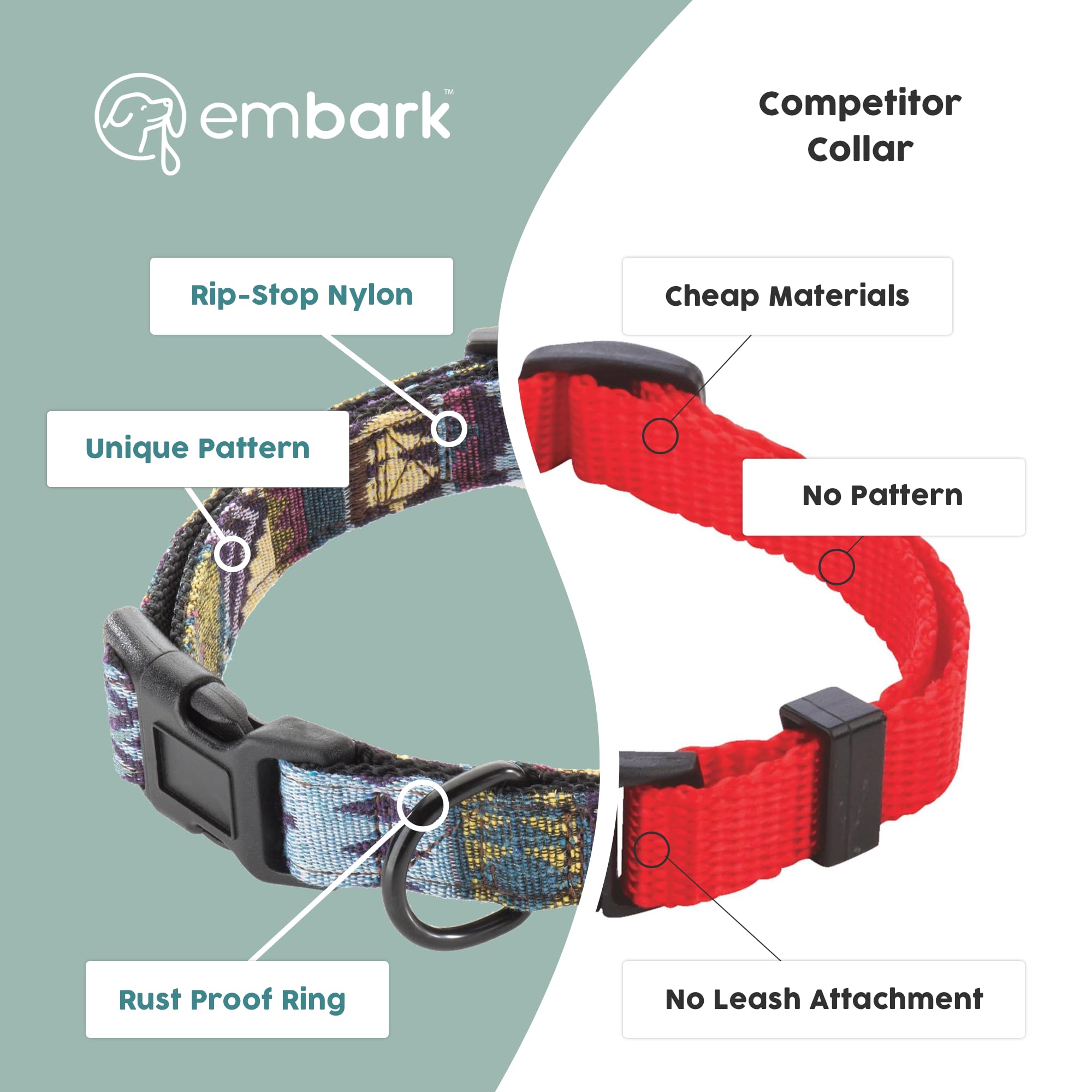 Embark Pets Adventure Dog Collar adjustable fit for large breeds
