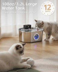 Emdoro cat water fountain 3-2l-bowl-closeup emphasizes large reservoir for longer hydration.