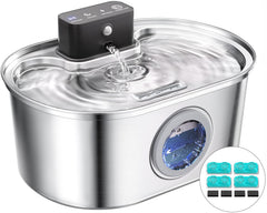 Emdoro cat water fountain stainless steel closeup highlights rust resistance and easy cleaning