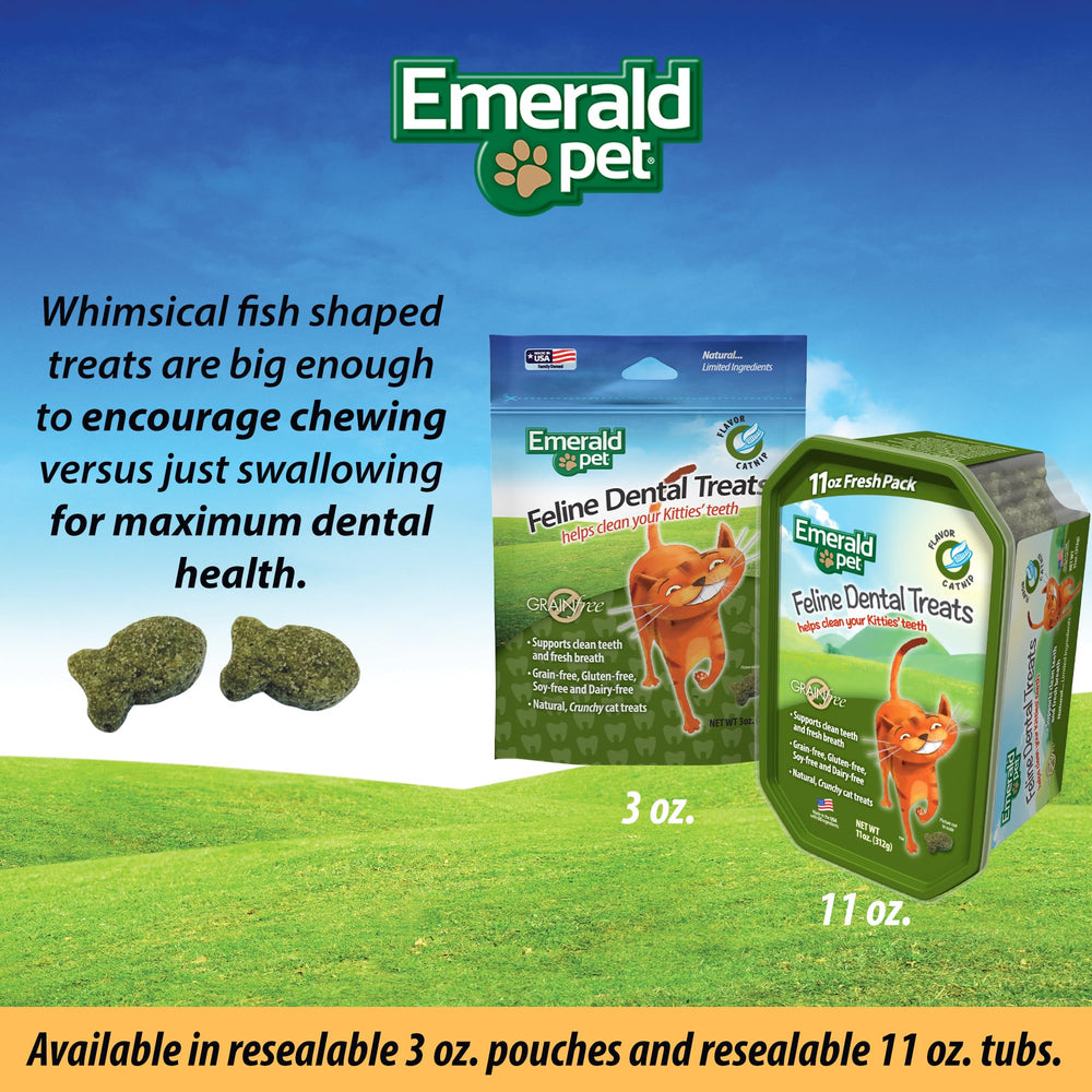 Emerald Pet cat treats low-calorie snack at only two calories per piece.