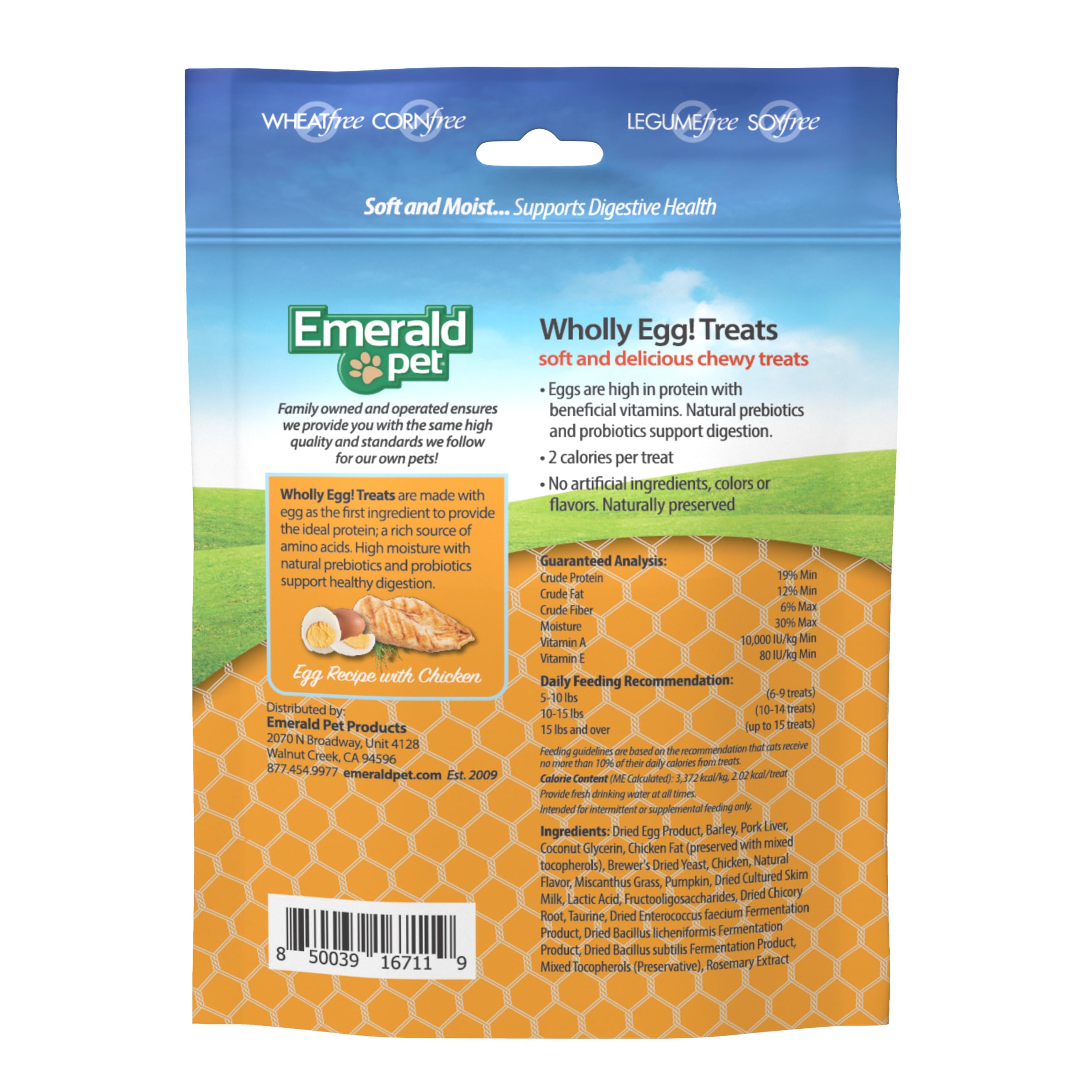 Emerald Pet digestive health treats showcase a soft texture that hydrates during rewarding moments.