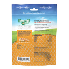 Emerald Pet digestive health treats showcase a soft texture that hydrates during rewarding moments.